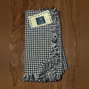 Black and White Checkered Fringe Scarf by Home Creations